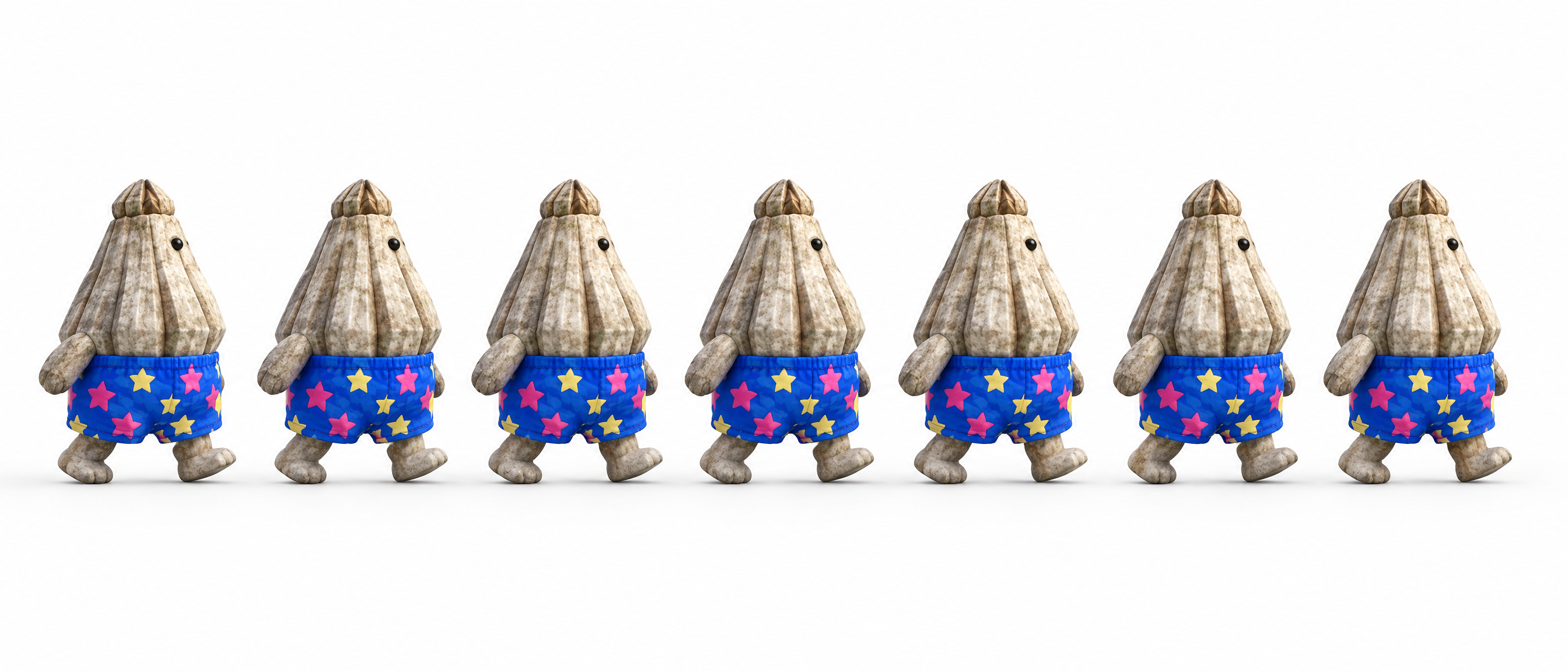a line of barnacles marching in step